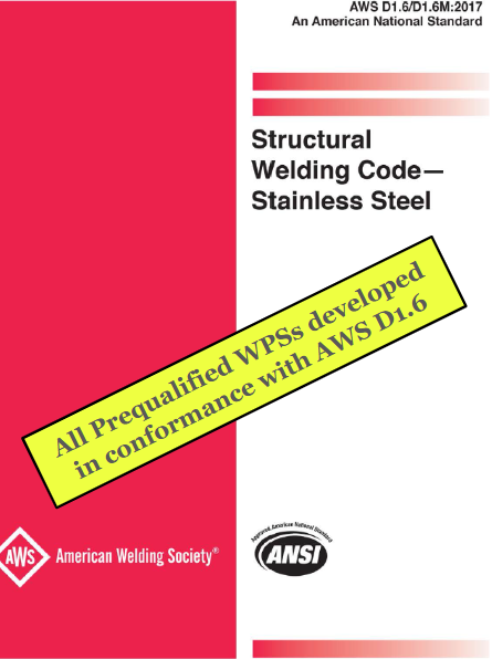 280 Stainless Steel AWS D1.6 Prequalified Welding Procedures (PDF Format)