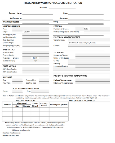 280 Stainless Steel AWS D1.6 Prequalified Welding Procedures (PDF Format)