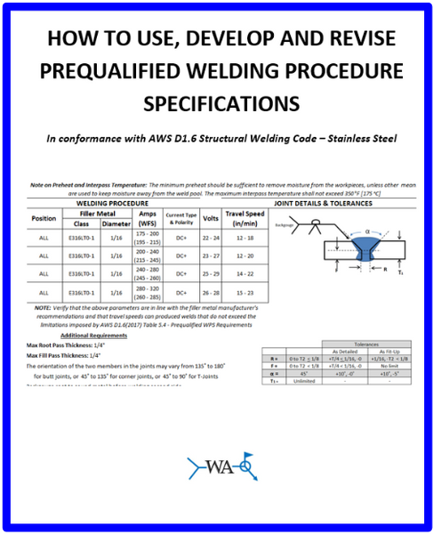 280 Stainless Steel AWS D1.6 Prequalified Welding Procedures (PDF Format)