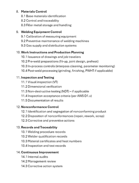 Welding Quality Standards Template