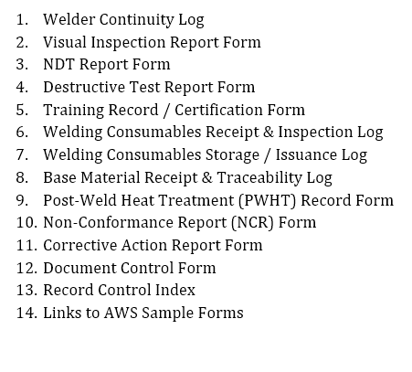 Welding Quality Standards Template
